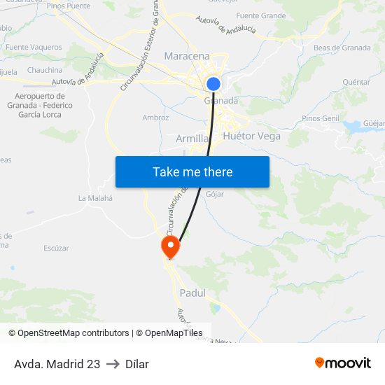 Avda. Madrid 23 to Dílar map