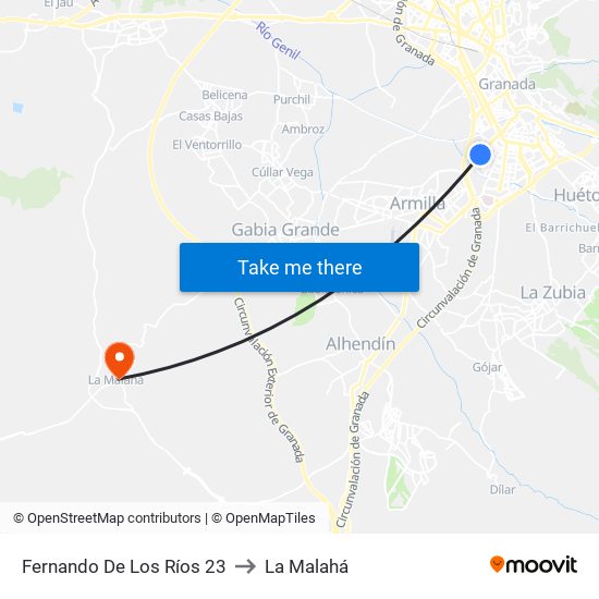Fernando De Los Ríos 23 to La Malahá map