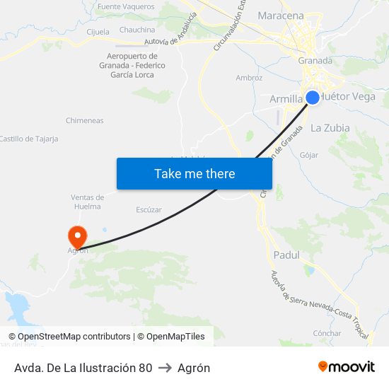 Avda. De La Ilustración 80 to Agrón map