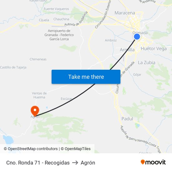 Cno. Ronda 71 - Recogidas to Agrón map