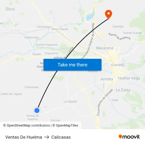 Ventas De Huelma to Calicasas map