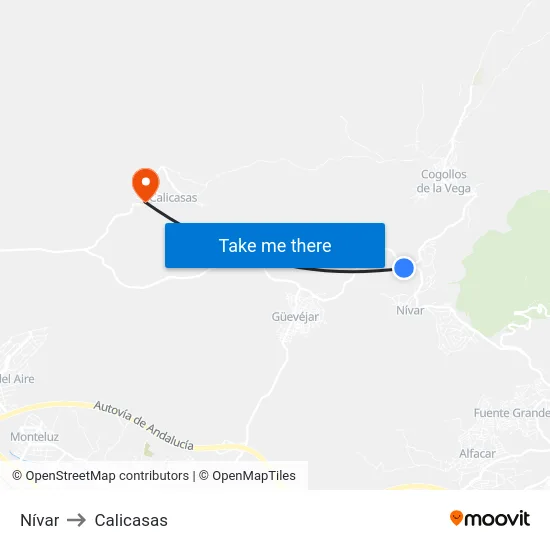 Nívar to Calicasas map