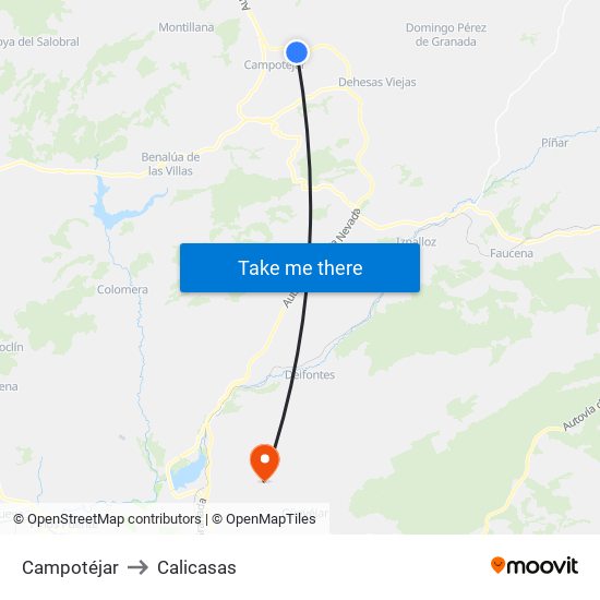 Campotéjar to Calicasas map