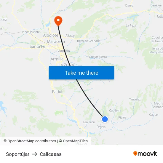 Soportújar to Calicasas map
