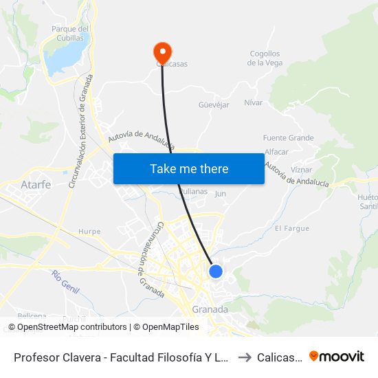 Profesor Clavera - Facultad Filosofía Y Letras to Calicasas map
