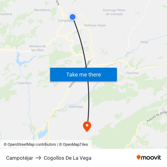 Campotéjar to Cogollos De La Vega map