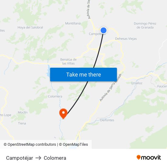 Campotéjar to Colomera map