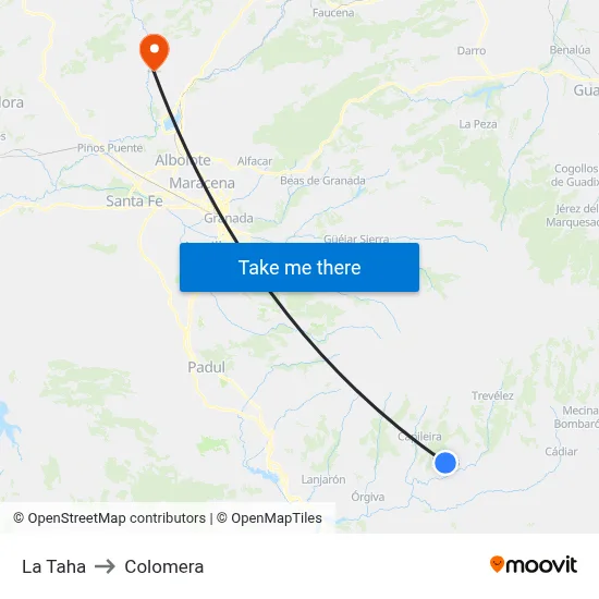 La Taha to Colomera map