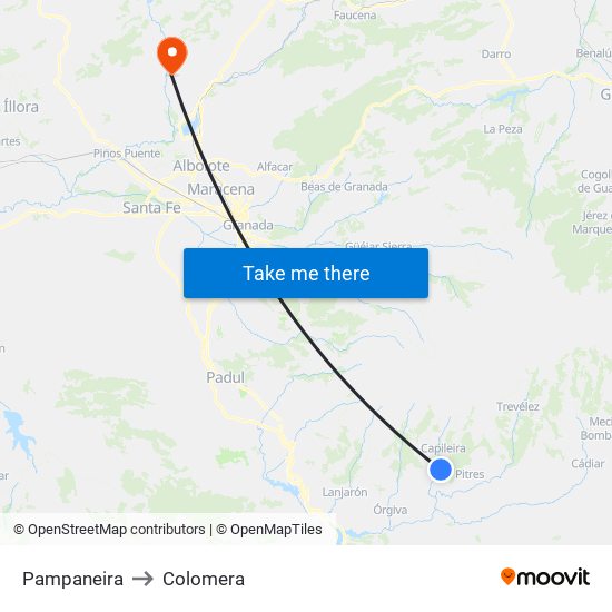 Pampaneira to Colomera map