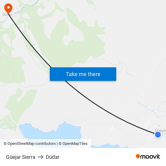 Güejar Sierra to Dúdar map