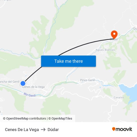 Cenes De La Vega to Dúdar map