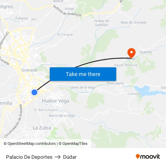 Palacio De Deportes to Dúdar map