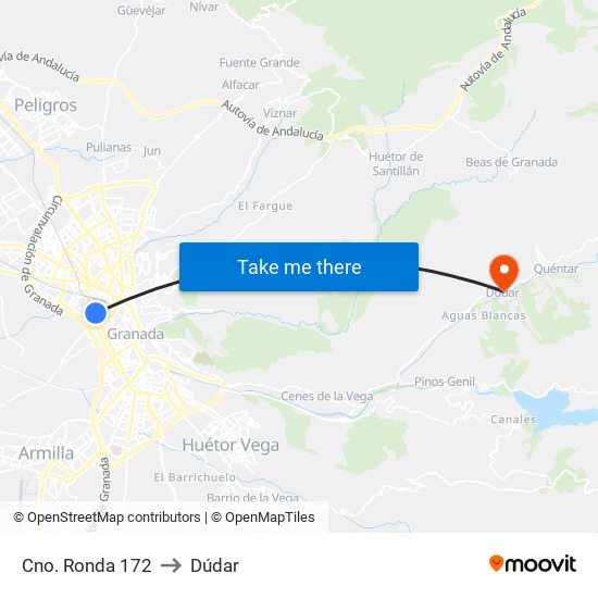 Cno. Ronda 172 to Dúdar map