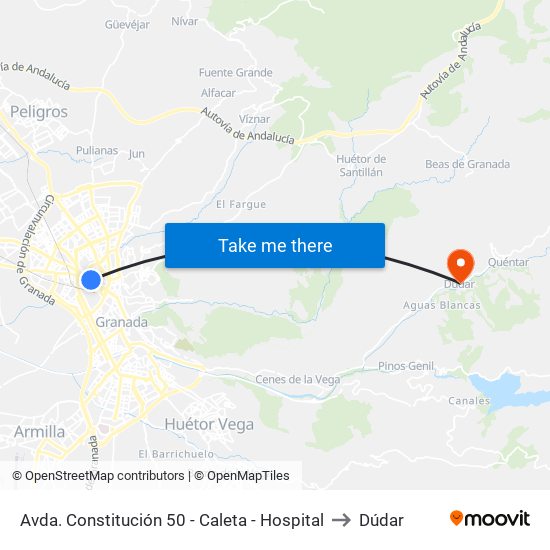 Avda. Constitución 50 - Caleta - Hospital to Dúdar map