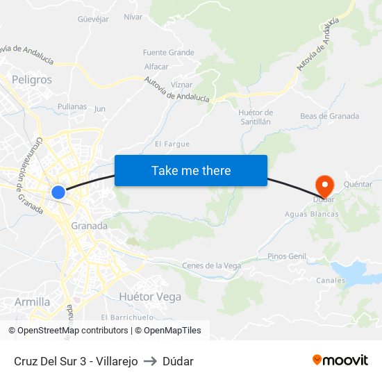 Cruz Del Sur 3 - Villarejo to Dúdar map