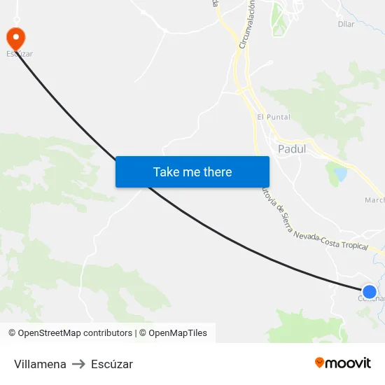 Villamena to Escúzar map