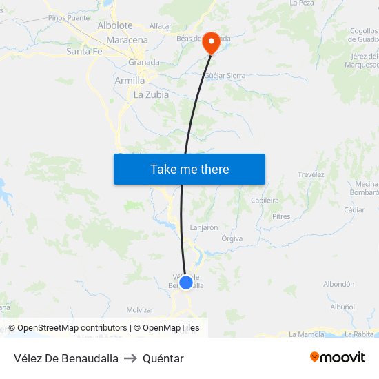 Vélez De Benaudalla to Quéntar map