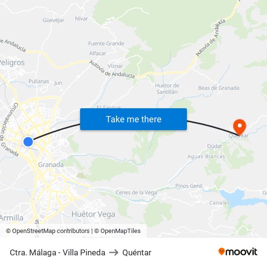 Ctra. Málaga - Villa Pineda to Quéntar map