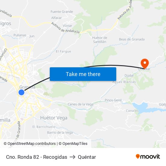 Cno. Ronda 82 - Recogidas to Quéntar map