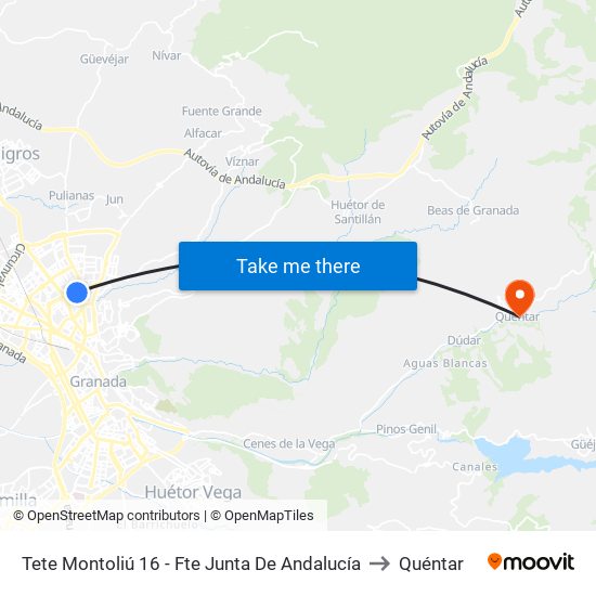 Tete Montoliú 16 - Fte Junta De Andalucía to Quéntar map