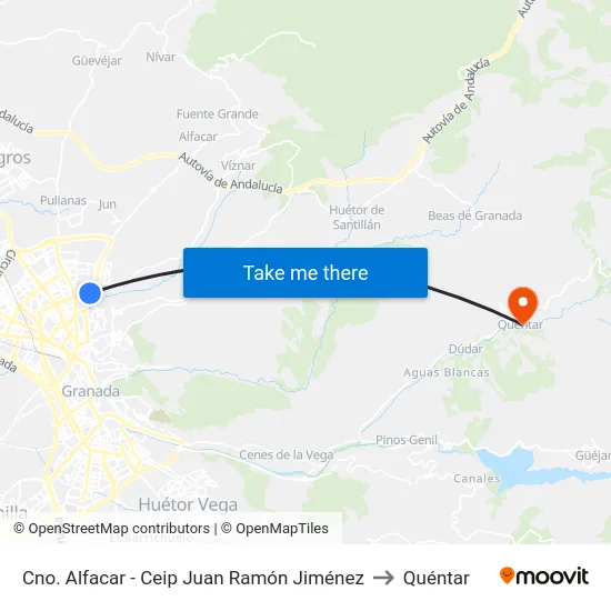 Cno. Alfacar - Ceip Juan Ramón Jiménez to Quéntar map