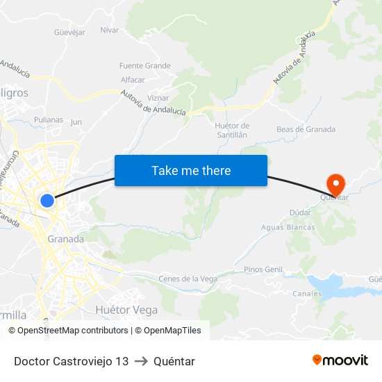 Doctor Castroviejo 13 to Quéntar map