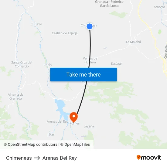 Chimeneas to Arenas Del Rey map
