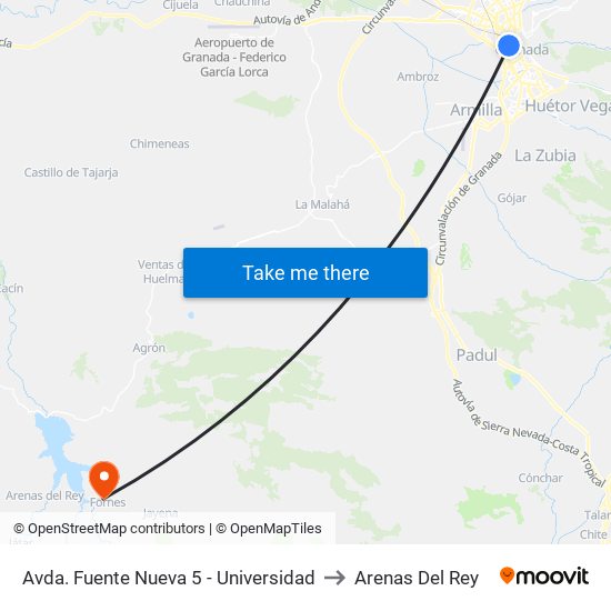 Avda. Fuente Nueva 5 - Universidad to Arenas Del Rey map