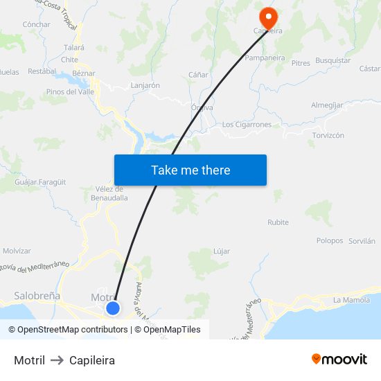 Motril to Capileira map