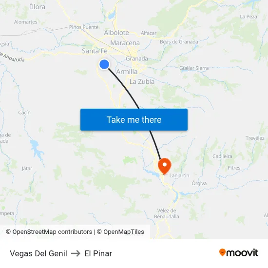 Vegas Del Genil to El Pinar map