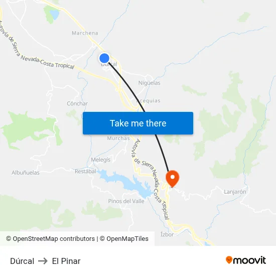 Dúrcal to El Pinar map