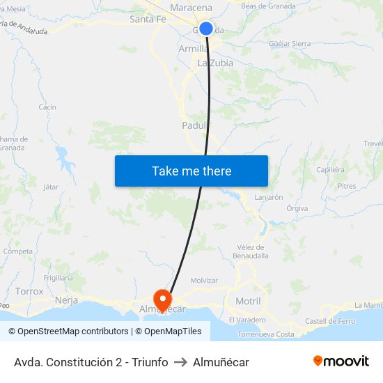 Avda. Constitución 2 - Triunfo to Almuñécar map