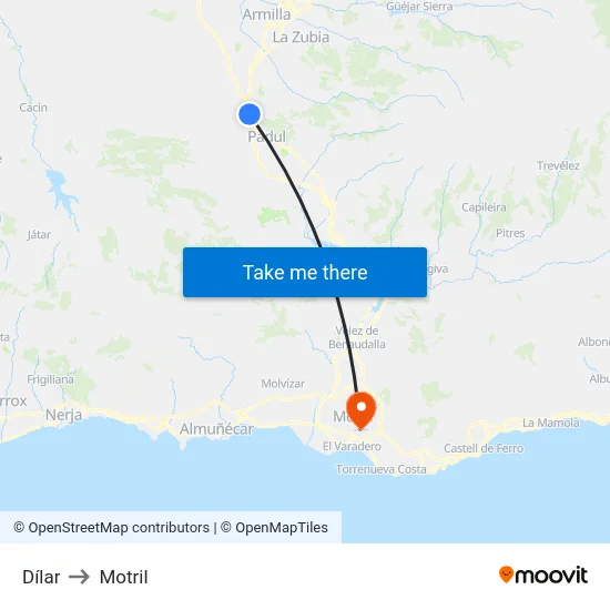 Dílar to Motril map