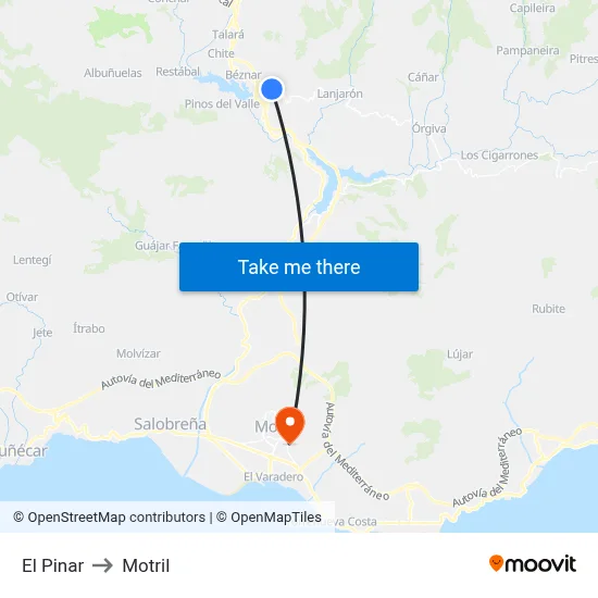 El Pinar to Motril map