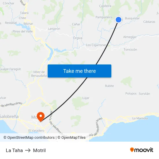 La Taha to Motril map