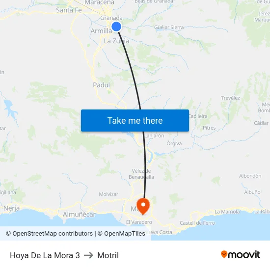Hoya De La Mora 3 to Motril map