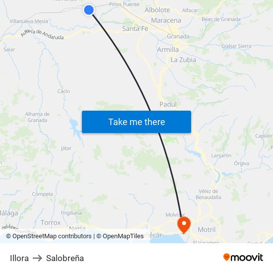 Illora to Salobreña map