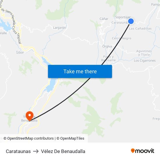 Carataunas to Vélez De Benaudalla map