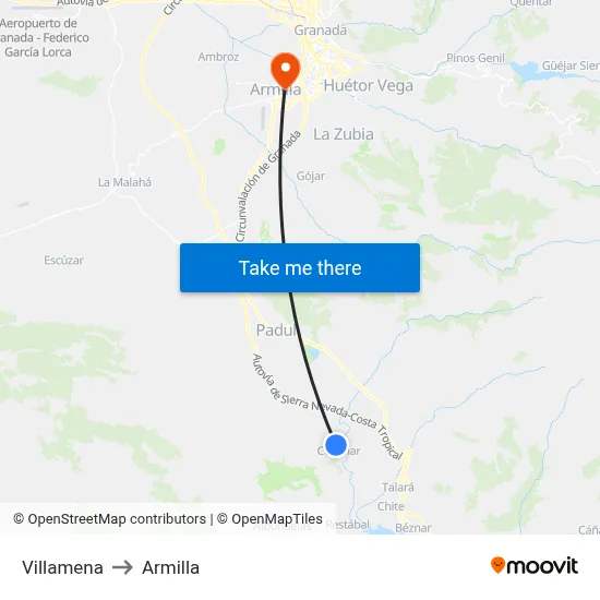 Villamena to Armilla map