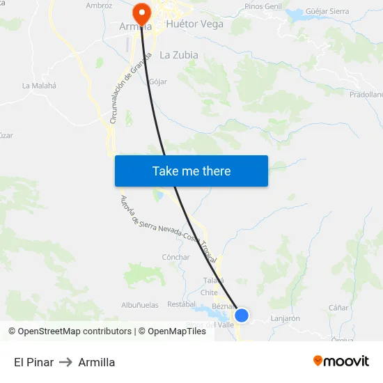 El Pinar to Armilla map