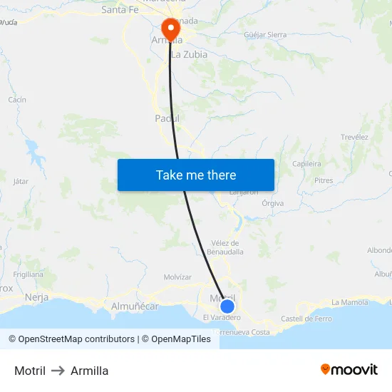 Motril to Armilla map