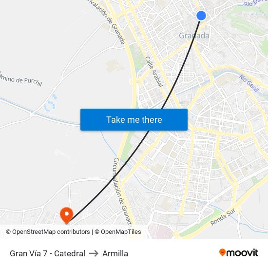 Gran Vía 7 - Catedral to Armilla map
