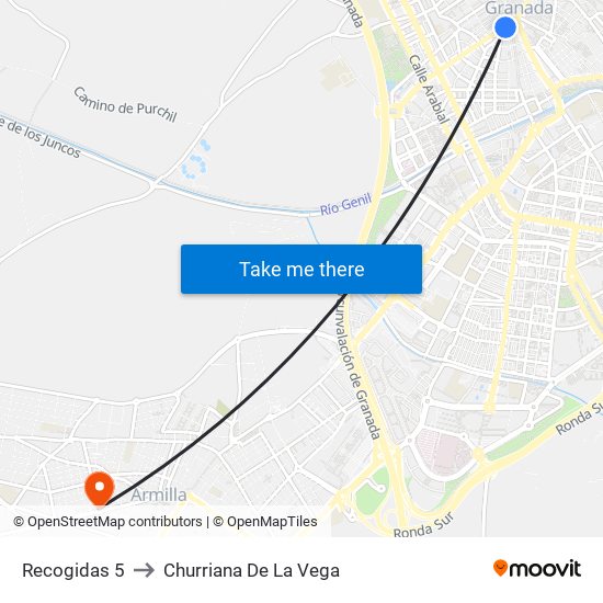 Recogidas 5 to Churriana De La Vega map