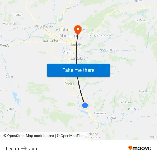 Lecrín to Jun map