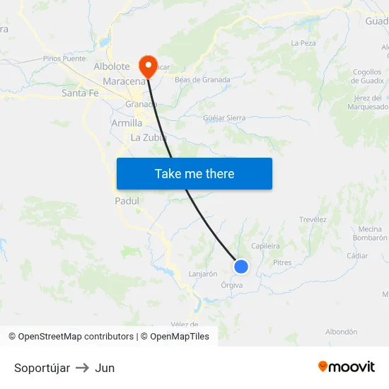 Soportújar to Jun map