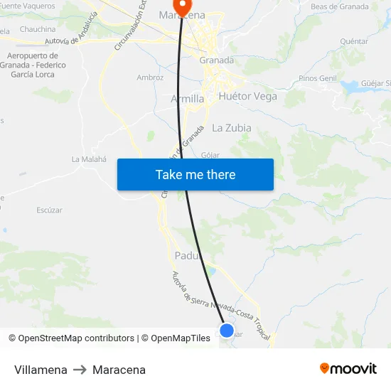 Villamena to Maracena map