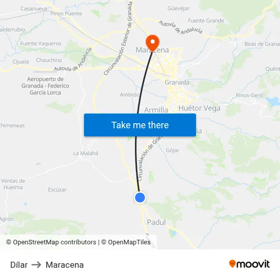 Dílar to Maracena map