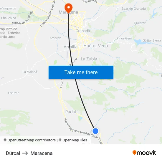 Dúrcal to Maracena map