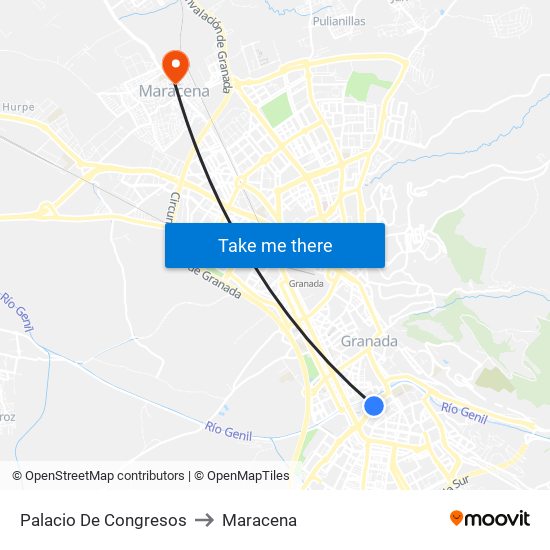 Palacio De Congresos to Maracena map