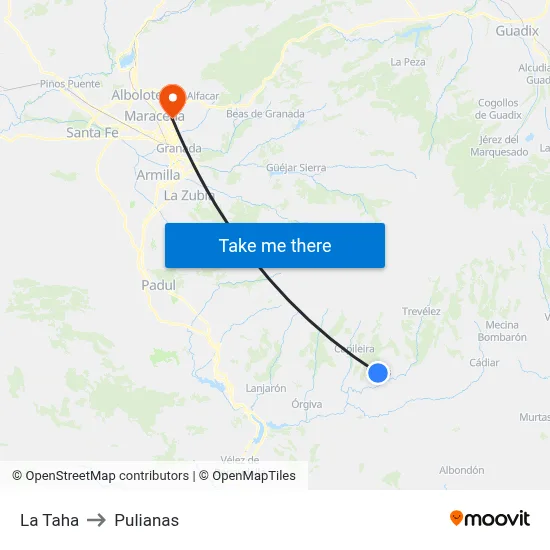 La Taha to Pulianas map